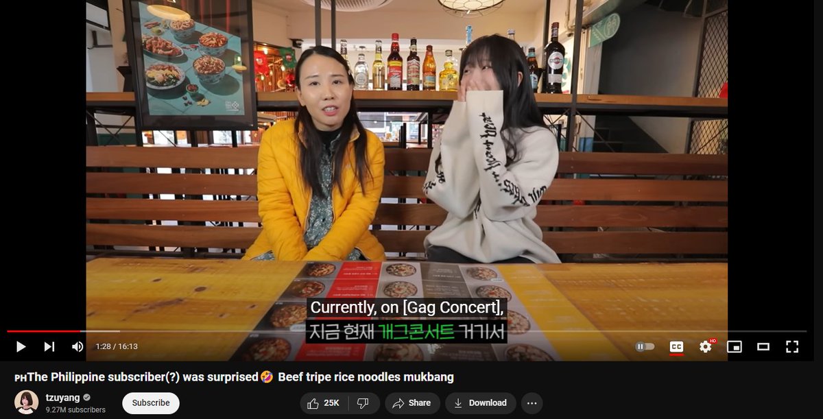 greenb7rd's tweet photo. not an avid fan of tzuyang but this one caught my eye and I tried watching it. And gurl... the guest isn't even pinoy but a comedian who's full korean doing a gag in which her character portrays a filipina who went to korea to marry a korean (farmer). Giiirlll 💀 https://t.co/lcPk0u6gvS