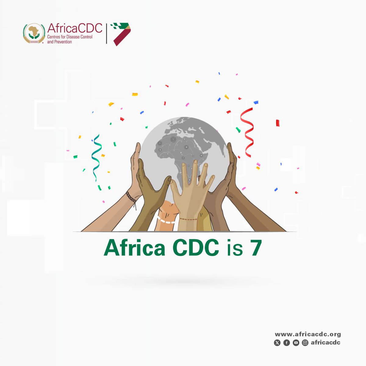 Today marks a significant milestone for @AfricaCDC. We are celebrating our 7th anniversary under the theme “A journey of Commitment and Action to safeguard Africa’s health”. This anniversary is an opportunity for us to celebrate all the stakeholders who support @AfricaCDC in the