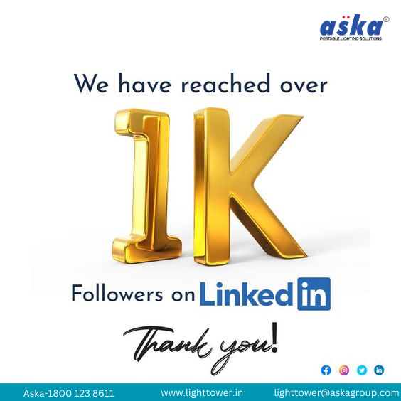 askalightoff's tweet photo. Aska Group Mobile Light Tower team is super super happy to announce that we have reached the 1000 follower milestone on LinkedIn.
#1000follower #b2b #thankyou #linkedin #constructionsite #equipments #india #lighttower #aska #askagroup #Mobilelighttower #india #mining #power https://t.co/9B1FerLoRV