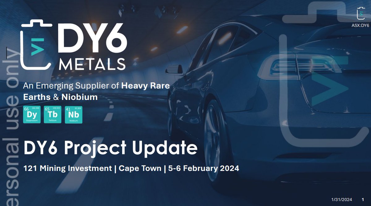 Ahead of the @InvestinMining conference in Cape Town next week, DY6 has released a new investor presentation.

VIEW THE FULL DECK HERE:
cdn-api.markitdigital.com/apiman-gateway…

$DY6 $DY6.ax #rareearths #niobium #lithium #exploration #Malawi