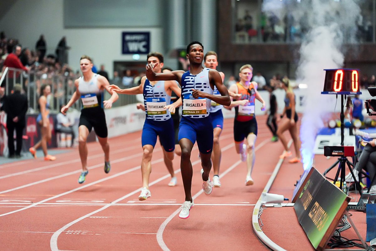 Tshepiso Masalela yesterday won the men’s 800m short track race at the #WorldIndoorTour in Ostrava. He beat  Catalin Tecuceanu of Italy Mateusz Borkowski of Poland. #TeamBW 🇧🇼