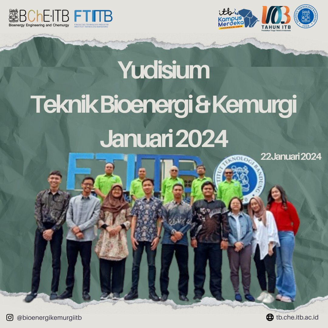 bcheitb's tweet photo. Yudisium Teknik Bioenergi dan Kemurgi ITB Periode Januari 2024 

#bioenergy #Chemurgy #biobiobased #chemicalengineering #engineer #naturalresources https://t.co/YR9Hkr2qMl