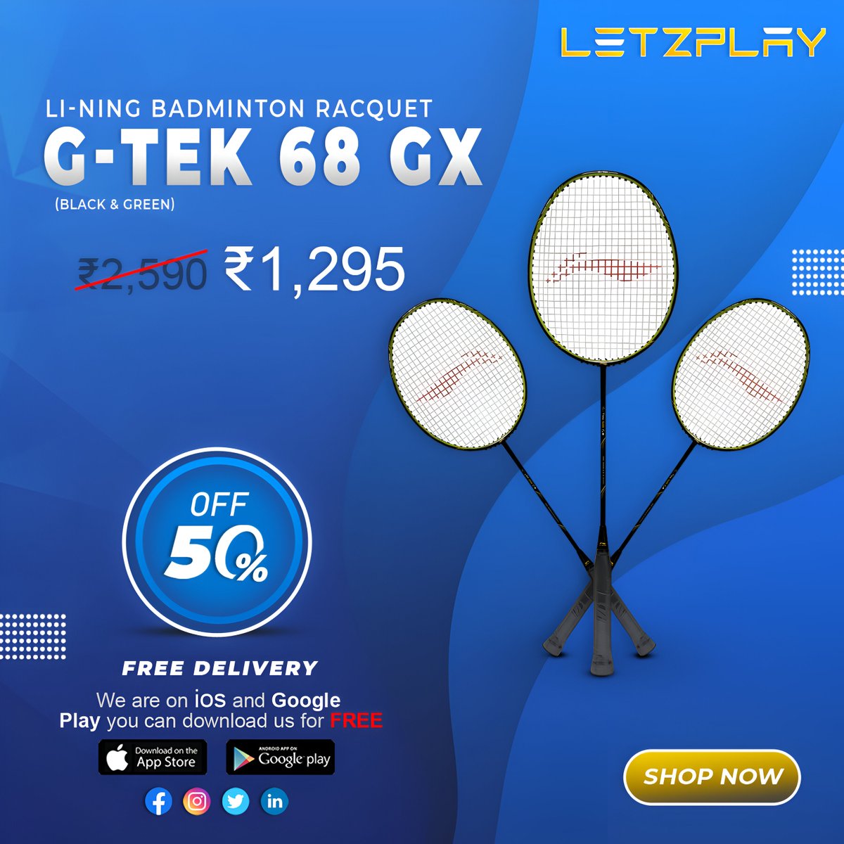 itletzplay's tweet photo. Li-Ning Badminton Rackets at the best price only on https://t.co/rTszuWdTFt👉
Visit Us at -https://t.co/TZ67n0WB40

Shop Now!

Install Our Android App today!📲
https://t.co/KAFE5aUOz7

#sports #badminton #badmintonclub #badmintonchallenge #lining #liningbadminton #fitness #ss🛍️ https://t.co/nxvZsfeVOE