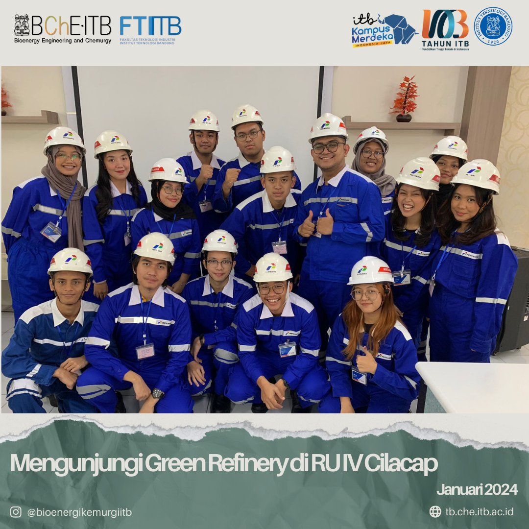 bcheitb's tweet photo. Kunjungan Kuliah Kerja Mahasiswa Teknik Bioenergi &amp; Kemurgi ITB Angkatan 2020 

- Green Refinery di RU IV Cilacap https://t.co/efB5tynQeS