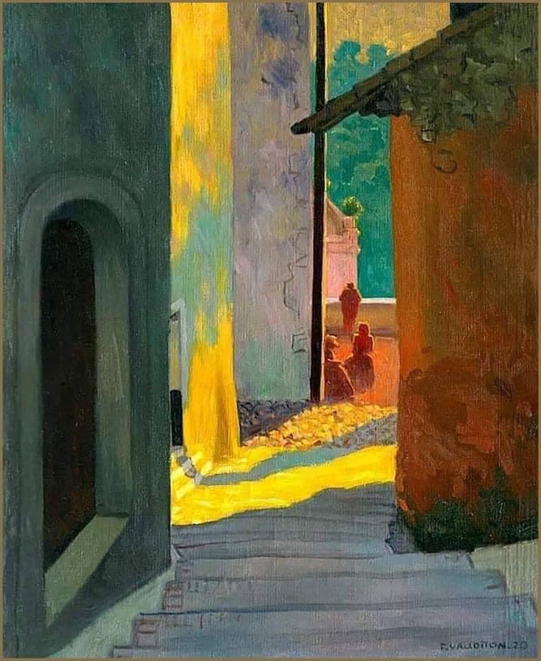 ChrisLavaquerie's tweet photo. Félix Vallotton (1865-1925), peintre, graveur, écrivain et critique d'art. 
Au-delà de la représentation une singulière intériorité dans cette vieille rue de Cagnes, 
au soleil couchant - Coll. part https://t.co/aTzqskTSfx