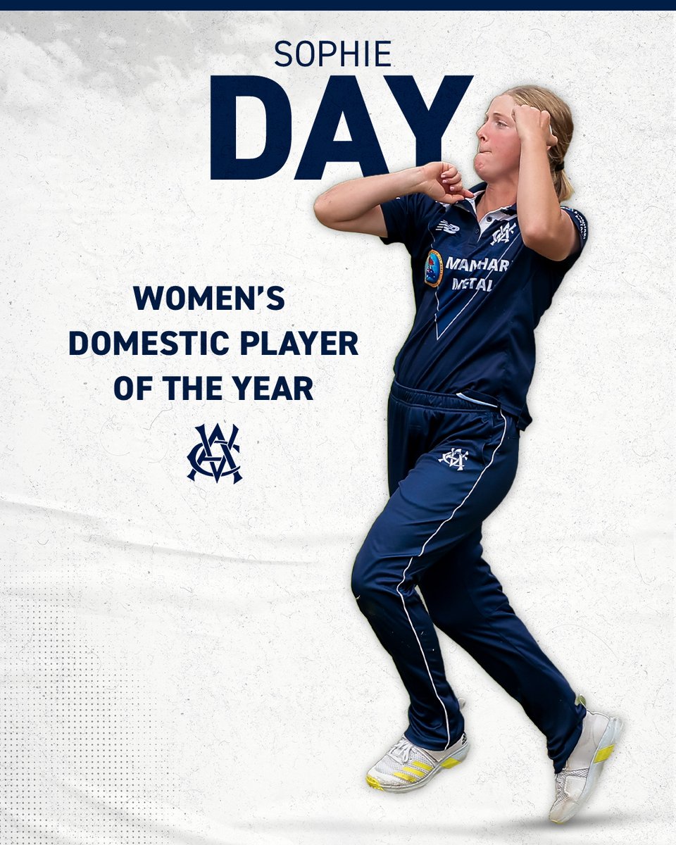 Bradman Young Cricketer of the Year and Women's Domestic Player of the Year 🏆 

Congratulations to Fergus O'Neill and Sophie day who were rewarded for stellar seasons at the #AusCricketAwards 🌟 

#vicsdoitbetter