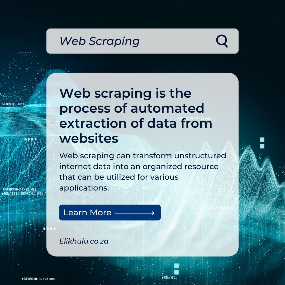 _Elikhulu's tweet photo. Web scraping may not be new, but its potential for
businesses is still growing. By automating the process of collecting data from websites, companies can save time and resources while gaining valuable insights. #datacollection
#automation #businessgrowth https://t.co/GWE88W1OfA