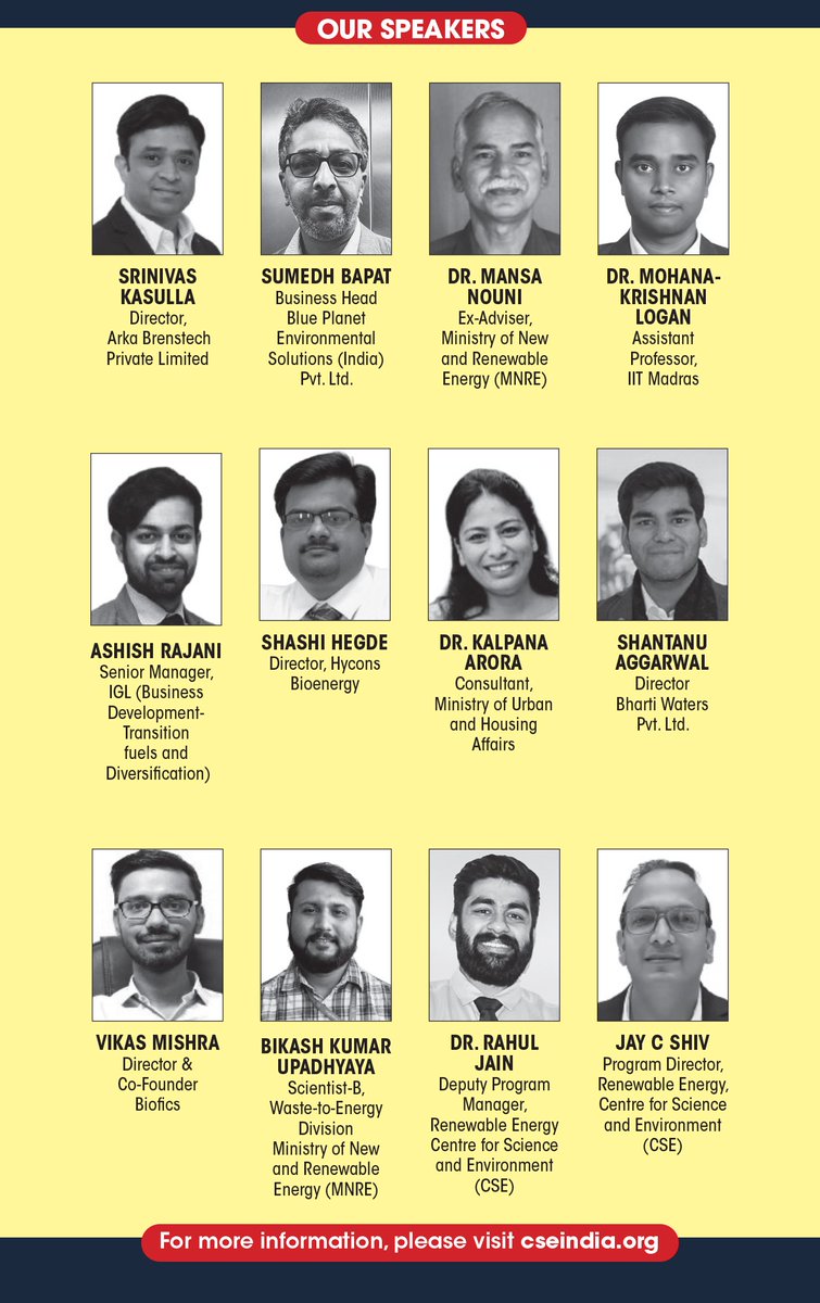 CSEINDIA's tweet photo. Compressed Biogas (CBG) as a domestic energy source can play a key role in helping India achieve its clean energy goals  
Register for our training to understand the potential, technology, policy &amp; economics of #CBG:
https://t.co/jPpe4WsnGh
Here's the long awaited speakers list⬇️ https://t.co/oS5TLerIFs