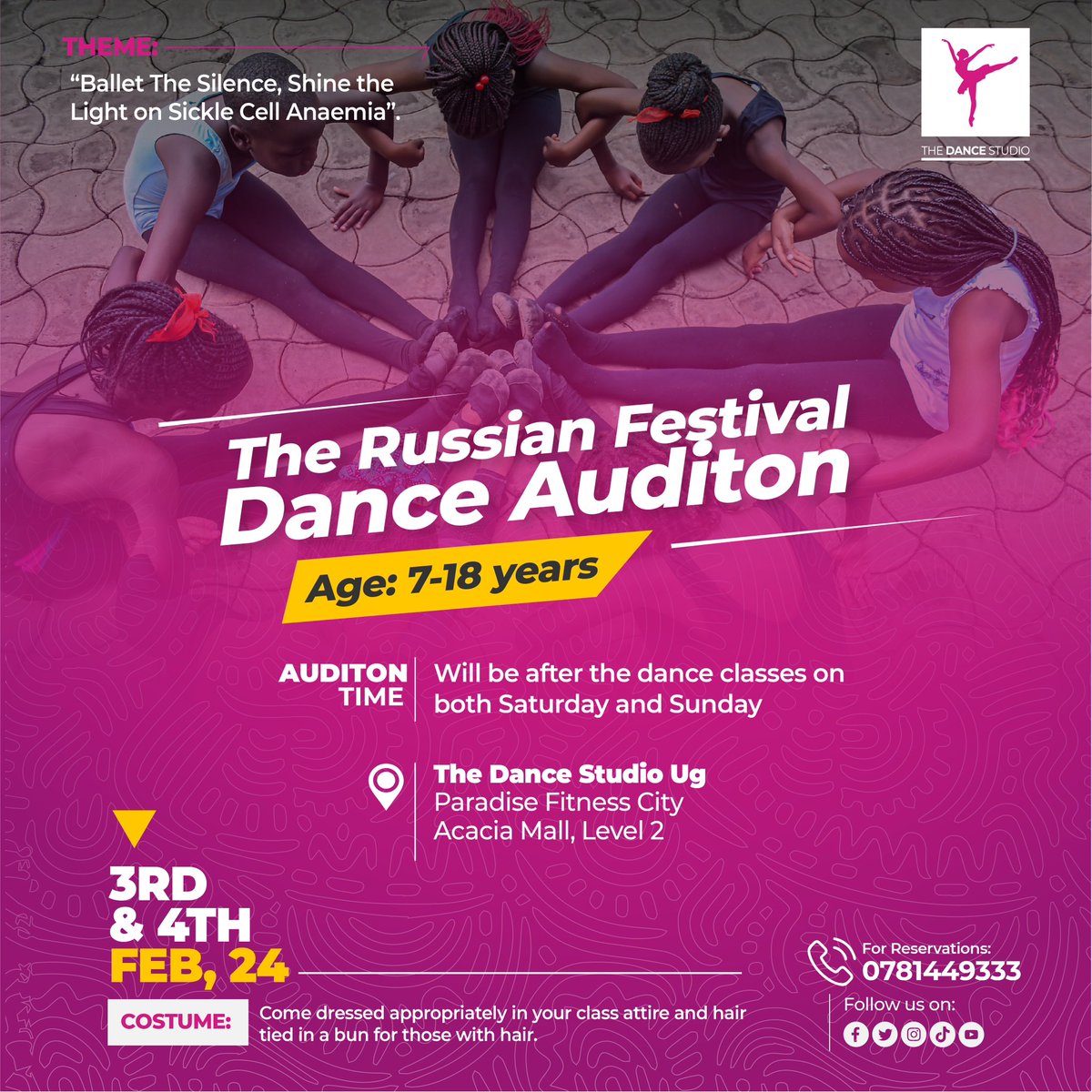 thedancestudio9's tweet photo. The only way to conquer stage fright is to get up on stage and dance.
.
.
“Ballet the Silence, Shine the light on Sickle Cell Anaemia.”
.
#audition #danceballet #balletschool #ugandaballet https://t.co/NxDmZgswUX