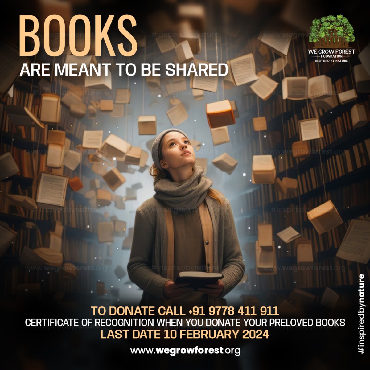WeGrowForest's tweet photo. "𝐒𝐡𝐚𝐫𝐞 𝐭𝐡𝐞 𝐉𝐨𝐲: 𝐃𝐨𝐧𝐚𝐭𝐞 𝐁𝐨𝐨𝐤𝐬 𝐓𝐨𝐝𝐚𝐲!"

Books are meant to be shared. Join our initiative to spread the joy of reading. Donate your preloved books and receive a Certificate of Recognition. Last date for donations is 10th February 2024. https://t.co/6Vki0l5p6H
