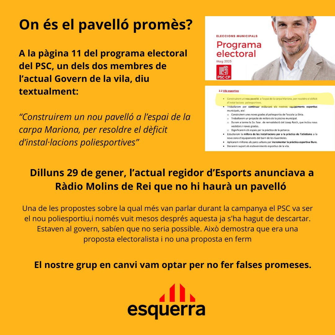 ercmolins's tweet photo. ON ÉS EL PAVELLÓ PROMÈS❓❓❓❓ https://t.co/ZRkegP14vM