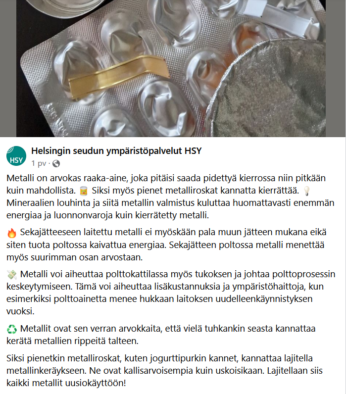 Pussinsulkijat metallijätteeseen!