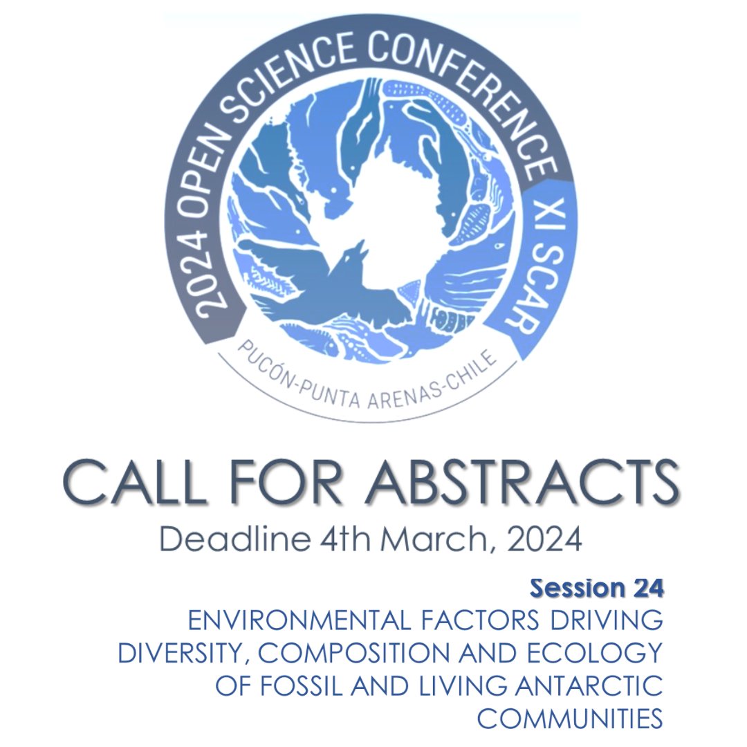 Abstract submission for #SCAR2024 in Pucón, Chile, is now open!! Submit your abstract for session 24 Environmental factors driving diversity, composition and ecology of fossil and living #Antarctic communities Submission deadline: 4th March 2024 scar2024.org/abstracts