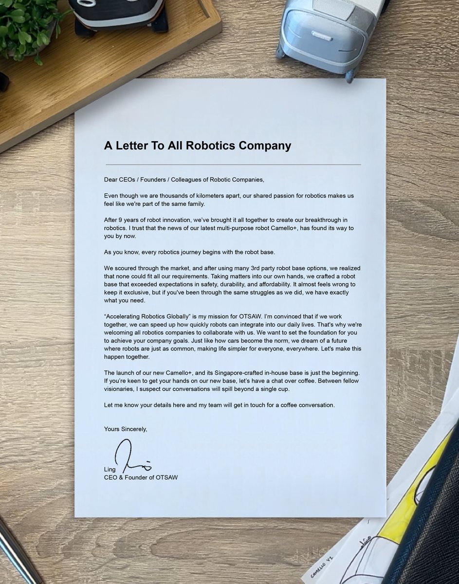 Dear CEOs / Founders / Colleagues of Robotic Companies, shall we have coffee?