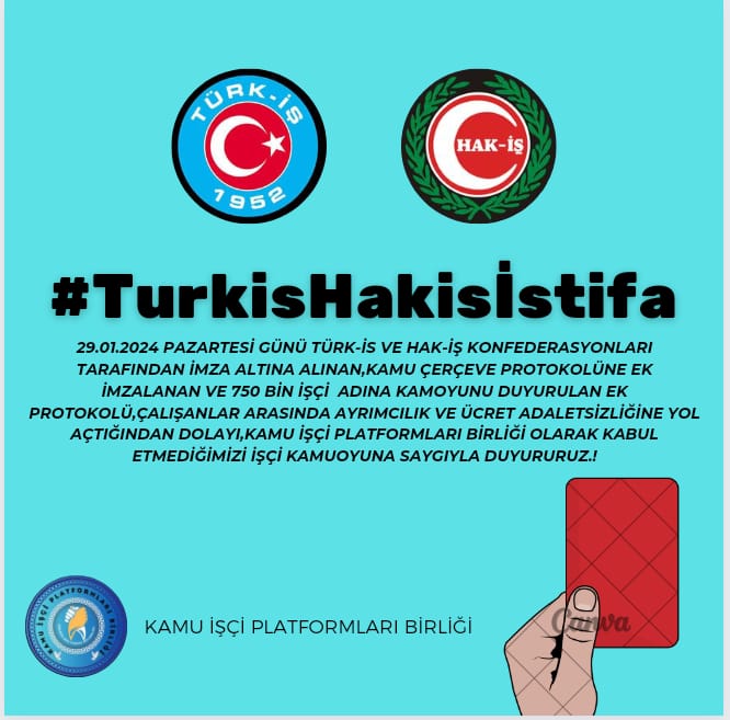 İşçiler sayesinde büyüttüğünüz o göbeklerin hakkını layıkıyla verin. #turkishakisistifa #TurkisHakisİstifaYazıklar #turkiskonf #hakiskonf #TurkisHakisİstifa