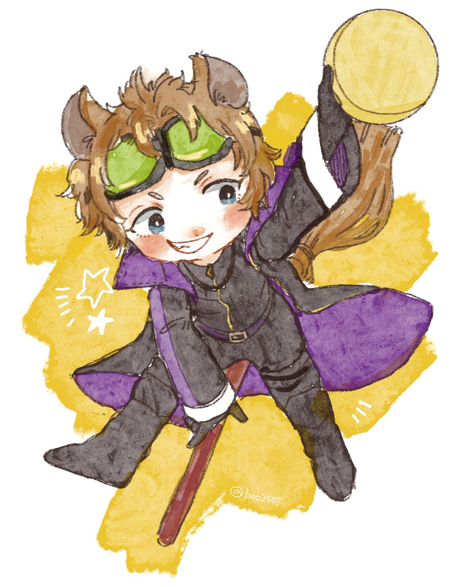 1boy male focus goggles animal ears smile solo gloves  illustration images