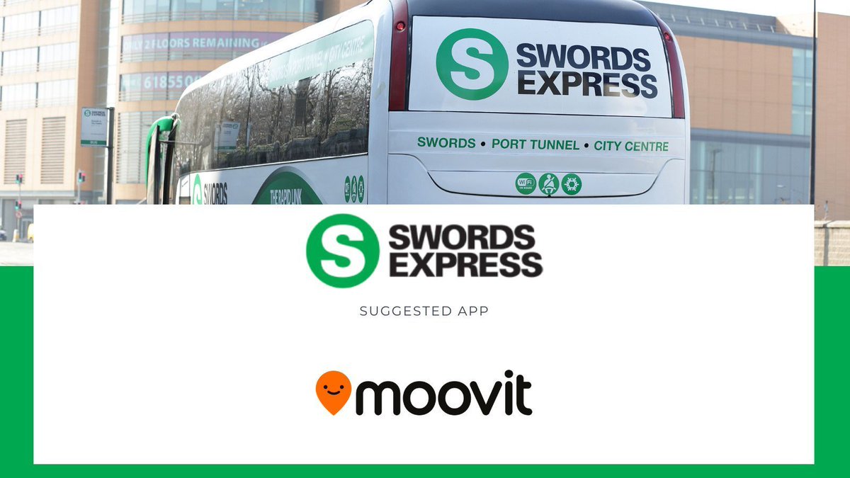 SwordsExpress's tweet photo. Never miss your bus again! 🚌 Swords Express suggests Moovit. In the app, plan your trips and find the best route. Start your journey today! 📱 Swords Express - A proud member of the Swords community. 🚌💚 #swordsexpress #swordscommunity #commuterlife #transportation https://t.co/jRWgakVdEC