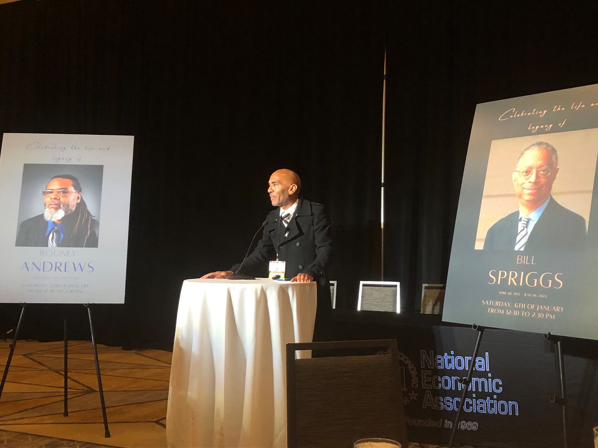 Marietmora's tweet photo. So greatly appreciated @NEA  celebrated the lives &amp; legacies of Bill Spriggs &amp; Rodney Andrews at 2024 @ASSAMeeting. People could share unscripted— @aviceisza, @DarrickHamilton,  @TrevonDLogan, Omari Swinton, Bernard Anderson, me… It’s still painful to believe both have passed. https://t.co/y4BBEp2MUe