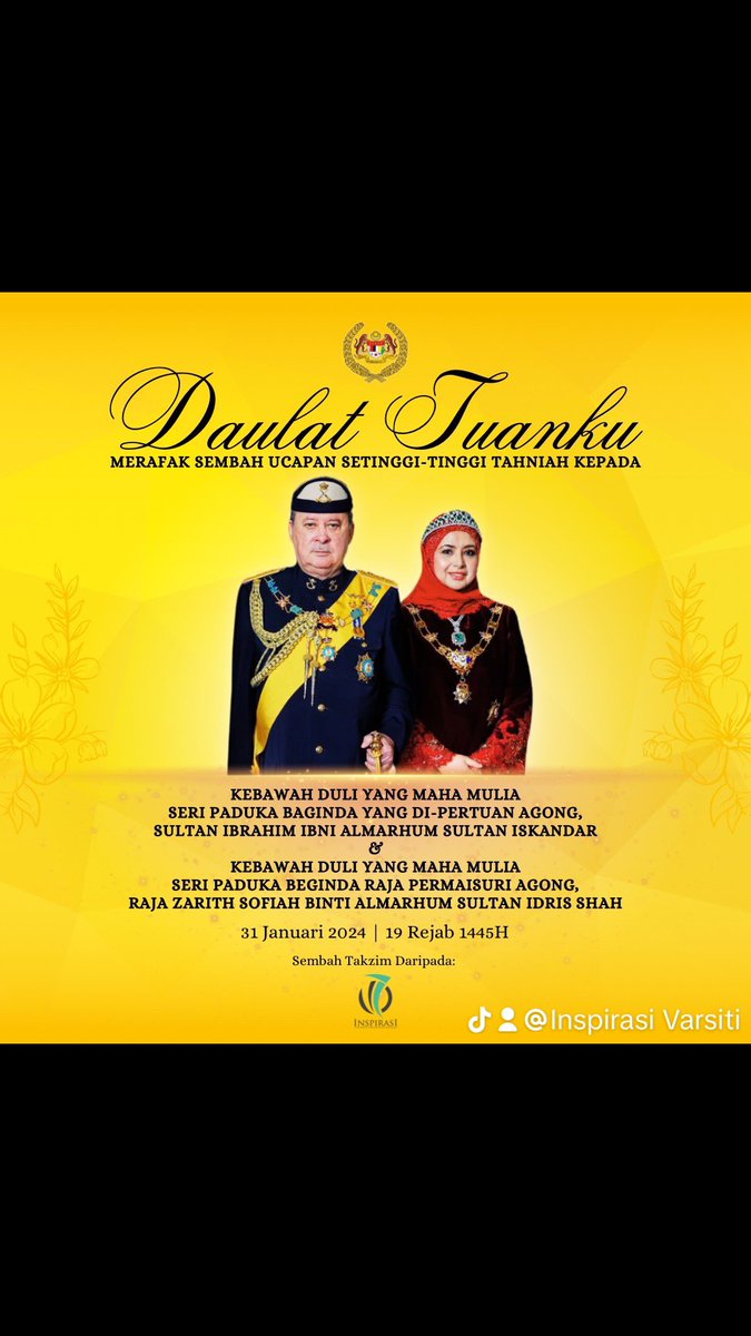 InspirasiV's tweet photo. DAULAT TUANKU
PEMASYHURAN KDYMM YANG DI-PERTUAN AGONG XVII
Sembah Takzim daripada Inspirasi Varsiti UKM
#DaulatTuanku
#InspirasiVarsitiUKM
#KitaGengInspi
#ActionInReality https://t.co/O2Lzx01wBO