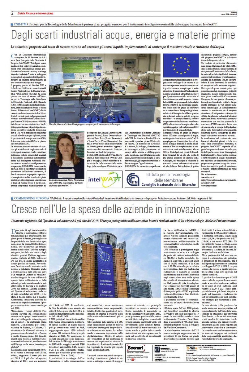 We are thrilled to announce that the @intelwatt Project has been showcased in the advertorial published in the pages of @sole24ore #Scenari (January 29th 2024) in the Guide Research and Innovation @CNRsocial_