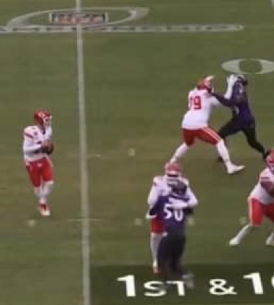 Illegal use of hands to the face and holding on the same play where kelce scored 😭😭😭