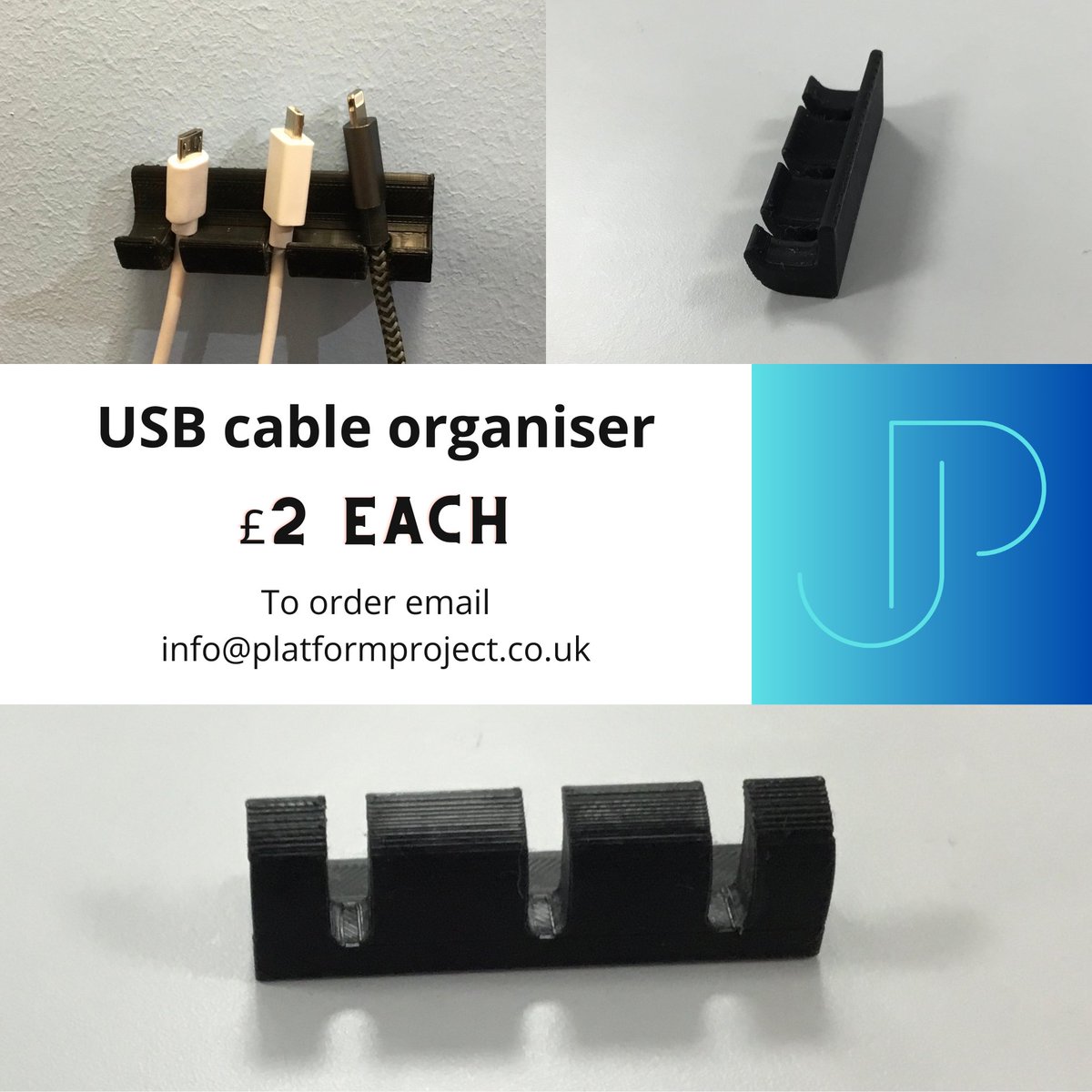 Are you fed up of your desk wires getting all tangled?? 🤔 One of our young people is printing and selling 3D PRINTED cable organisers!
How cool! And ONLY £2 EACH!!

Email info@platformproject.co.uk to order yours today! 😃

#swindon #swindonbusiness #youthenterprise #enterprise