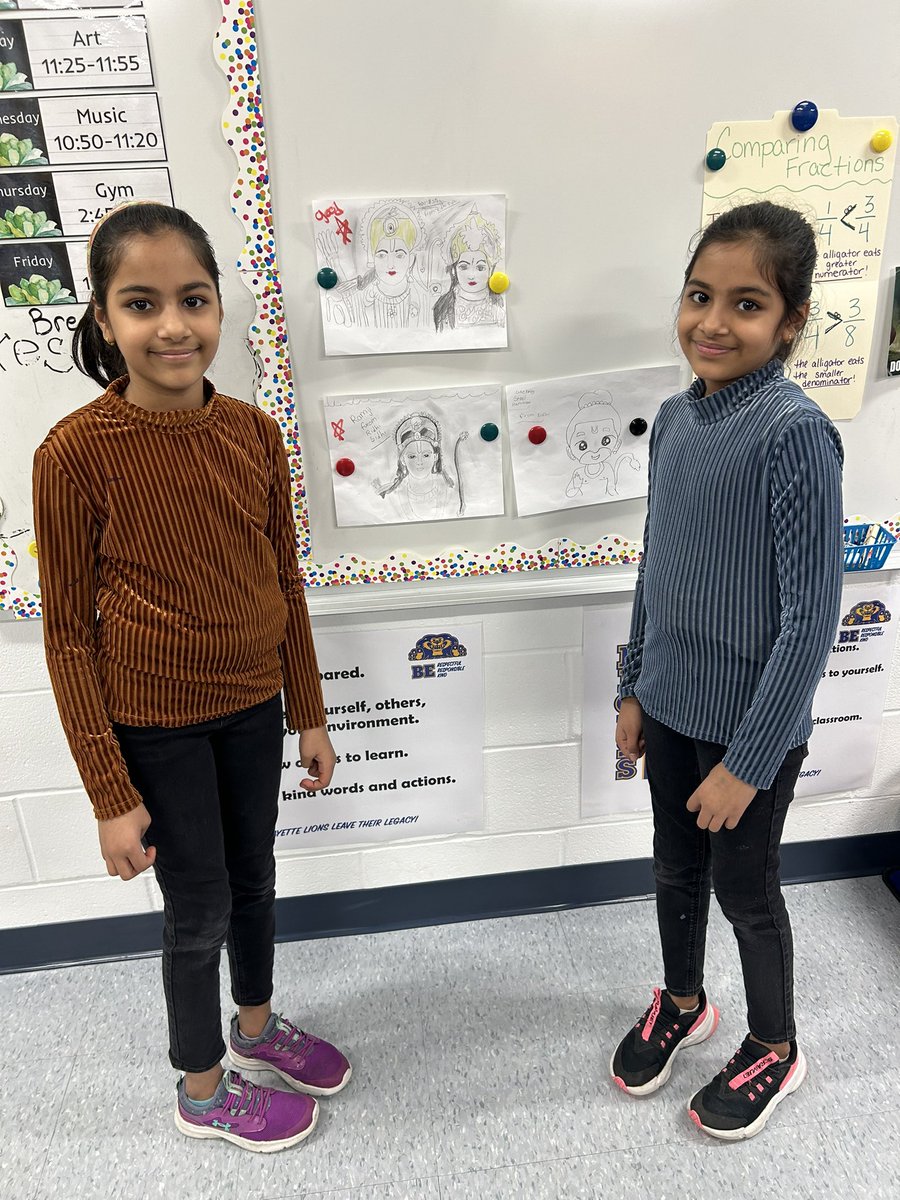 The girls shared beautiful pictures they drew of their gods for Indic Heritage Month 🤗🇮🇳 <a href="/25Lafayette/">Lafayette Estates School #25</a>