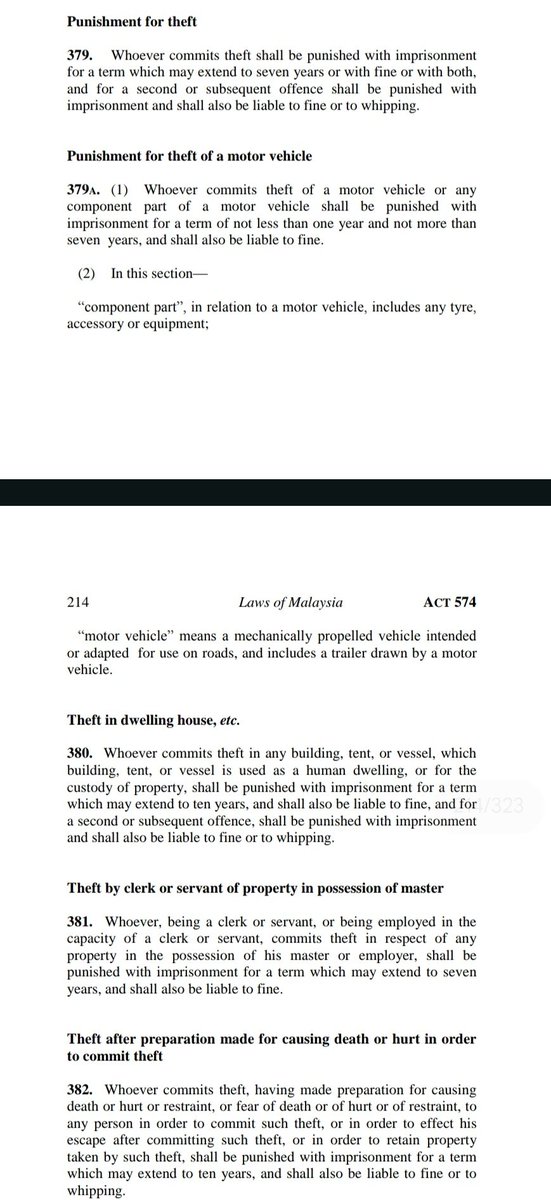 axavier0402's tweet photo. Found 2 news, both from fmt.

2017 - stolen rice and 2 cans of sardines
2018 - armed robbery of a mini market

Can't find any case laws, but more inclined to believe it's prob armed robbery (s 397) since max for s 379 is 7 years old + takkan court bagi max under s 380 https://t.co/ZshfYavr3l