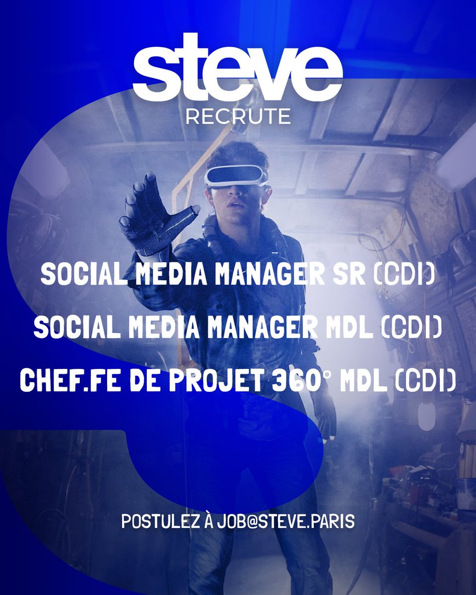 Steveagency's tweet photo. Nos pôles SoMe / Commercial se renforcent. Choose your player 🎮🙌.

Pour postuler :
👉 SMM Sr : https://t.co/PGLuPhDS8H
👉 SMM Mdl : https://t.co/CCLKvit5HJ
👉 Chef.fe de Pub Mdl : https://t.co/P7YRPjvEpQ https://t.co/fMaetjegQ0