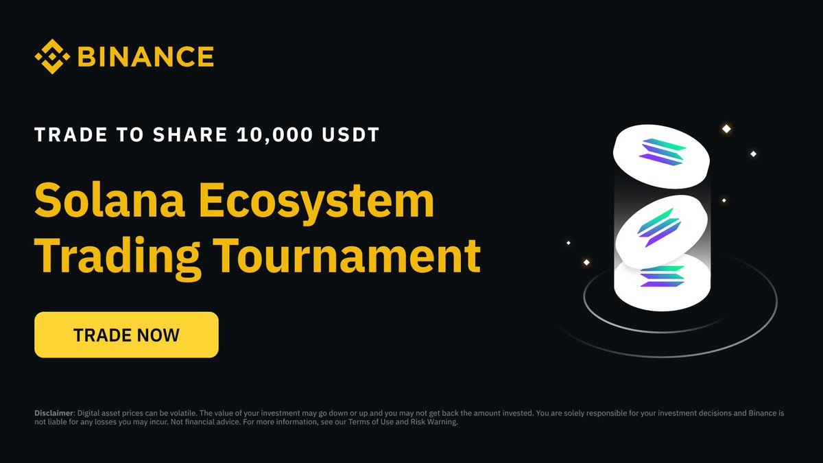 Earn your share of $10,000 $USDT with our Solana ecosystem trading competition! Trade over $3,500 in spot volume on eligible Solana related token pairs to get involved. Go 👉 binance.com/en/support/ann…