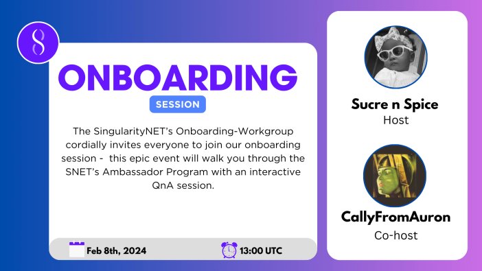SNET_Ambassador's tweet photo. Come with your questions about the Ambassador Program and the SingularityNET ecosystem. We look forward to seeing you.
➡️https://t.co/0CtbNA2DjM https://t.co/SA6KCYQfdh