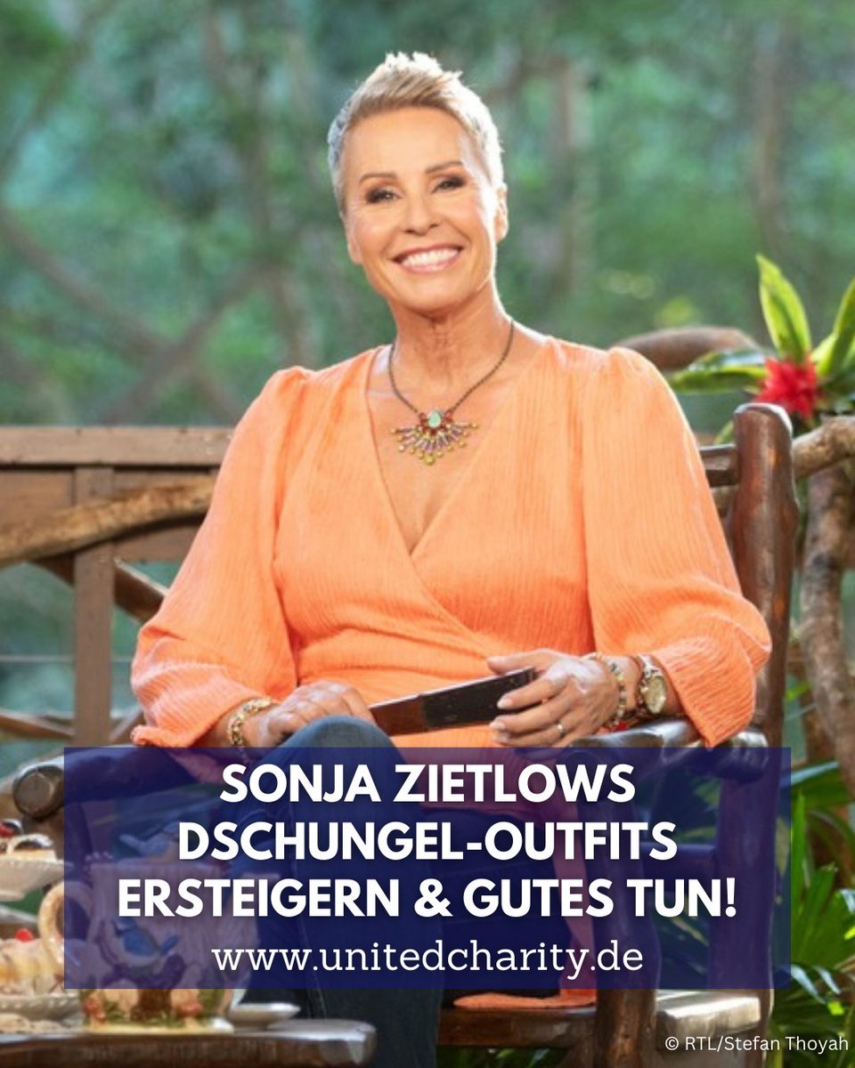 Direkt aus dem #Dschungelcamp: <a href="/SonjaZietlow_/">Sonja Zietlow</a>  Zietlow versteigert ihre Outfits und Accessoires aus den #IBES- Sendungen! Der Erlös geht an Beschützerinstinkte e.V.! Jetzt mitbieten: unitedcharity.de/Specials/Dschu…

<a href="/RTL_com/">RTL</a> <a href="/RTLplus/">RTL+</a> <a href="/promiflash/">promiflash</a> <a href="/MrTrashTV/">Mr. Trash TV</a> <a href="/tvspielfilm/">TV SPIELFILM</a> <a href="/gofeminin_de/">gofeminin.de</a>