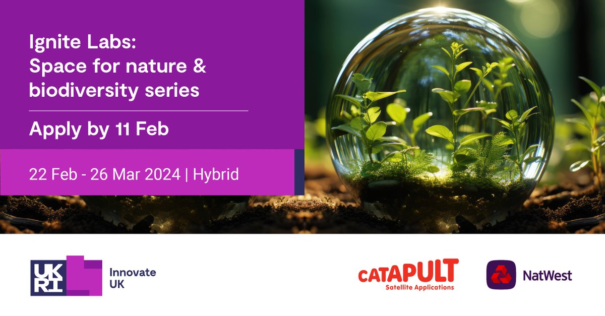 🚀 Dive into a green future with the latest #IgniteLabs series! 

This 6-week series is your transformative roadmap to explore how #Space technologies like #SatelliteData, #AI &amp; #CloudComputing can create a catalyst of benefits to #nature &amp; #biodiversity: bit.ly/3SiPBjh