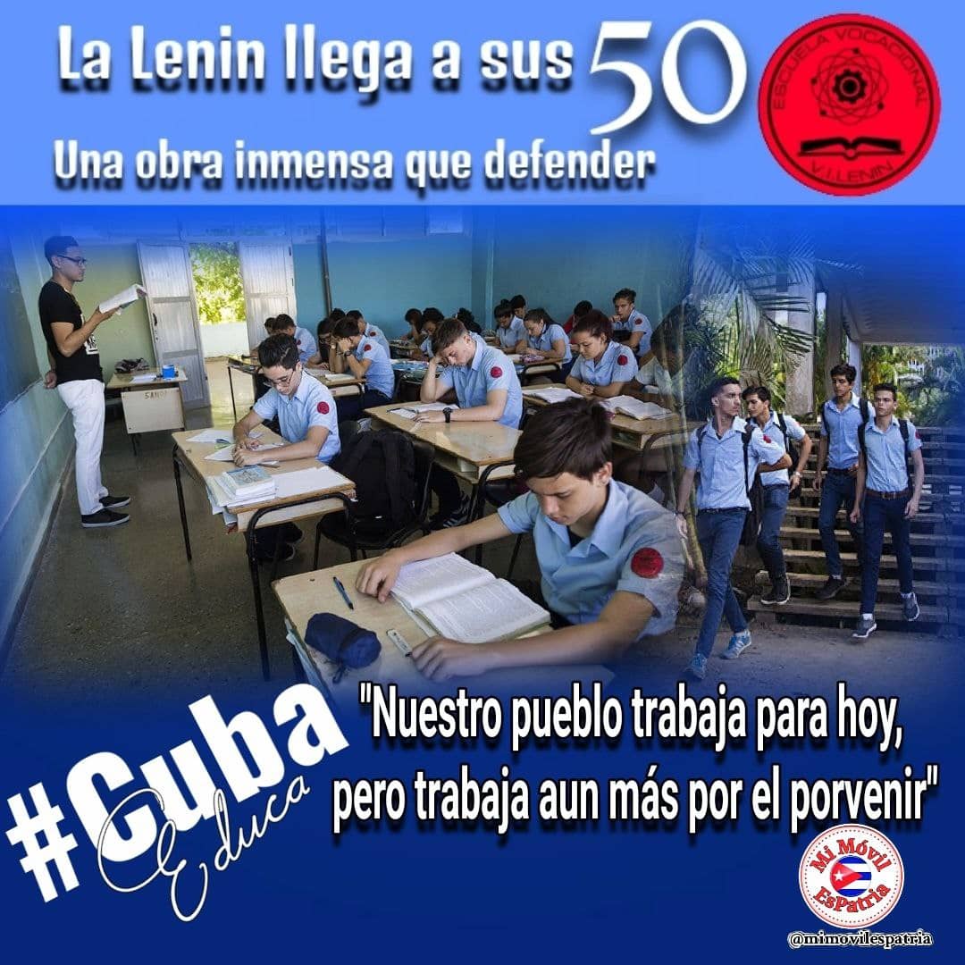 Hace hoy 50 años #Fidel inauguró la Escuela Lenin y explicó: "Por lo que su pensamiento, su vida y su ejemplo representan para todos los revolucionarios de la Tierra, esta escuela, que es orgullo de nuestro pueblo, lleva su nombre inmortal". ¡Felicidades! #Cuba #CubaPorLaVida