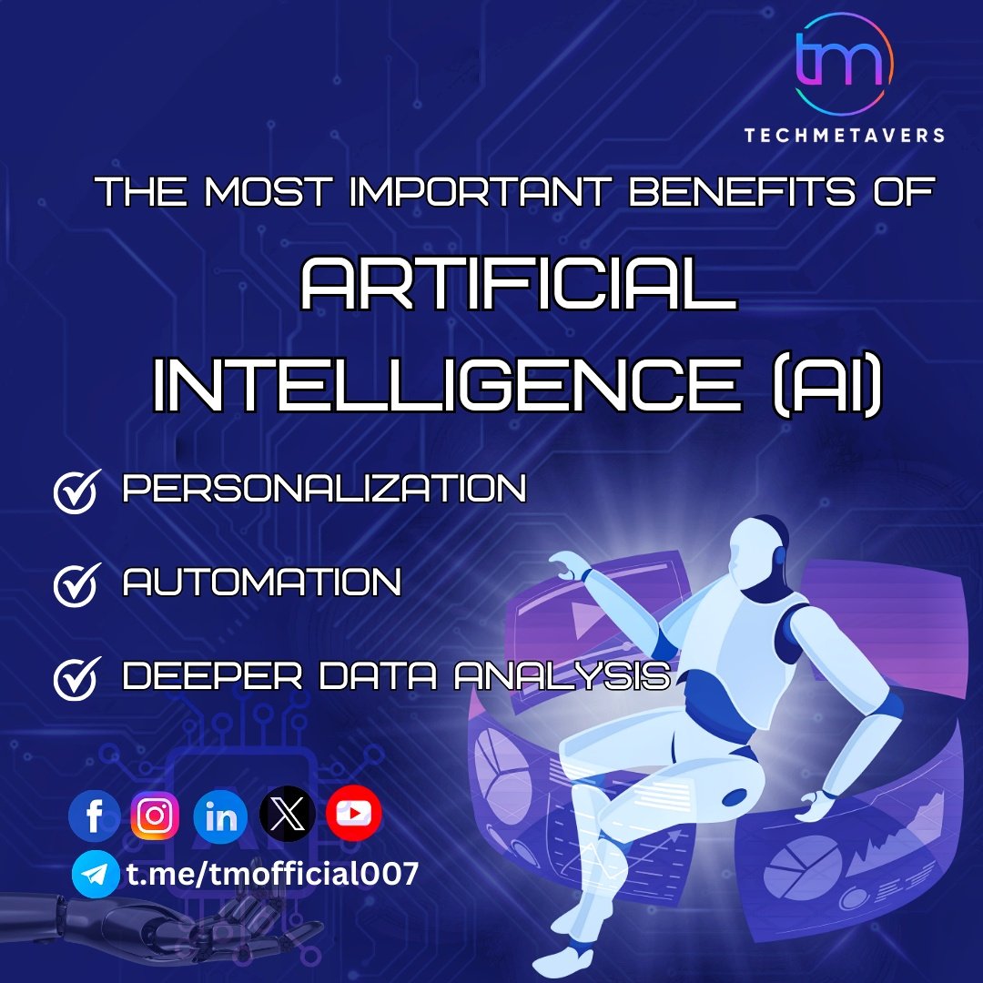 TechmetaversOf1's tweet photo. The most important benefits of #ArtificialIntelligence!!
#artificialintelligence #ai #machinelearning #technology #datascience #python #deeplearning #programming #tech #robotics #innovation #bigdata #coding #iot #computerscience #data #dataanalytics #business https://t.co/7Te9Czie6N
