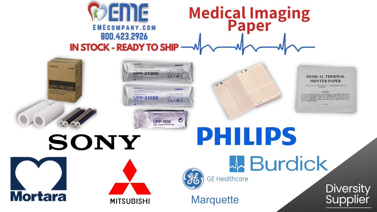 EMECompanyBR's tweet image. In need of a specific Medical Imaging Paper? EME  stocks hard to find papers. Reach out to EME to see if we have what you're looking for In Stock &amp;amp; Ready to Ship. emecompany.com/contact  #ImagingPaper #Sony #Mortara #Philips #Burdick #Mitsubishi #GE #Marguette #DiversitySupplier