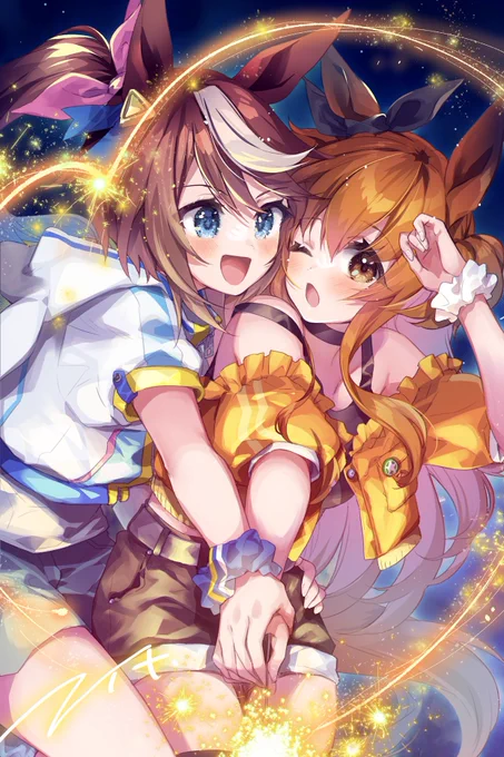 #女の子二人のイラストを貼る見た人もやる