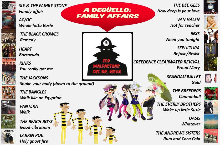 Assumptes familiars: Sovint germanes o germans es porten a matar, però quan fan música hi ha química. Els Malfactors necessitem VOTEU la MILLOR i PITJOR cançó de la llista. Per escoltar-les  
open.spotify.com/playlist/7D2n2…
I per escoltar els programes anteriors:
go.ivoox.com/sq/1382476