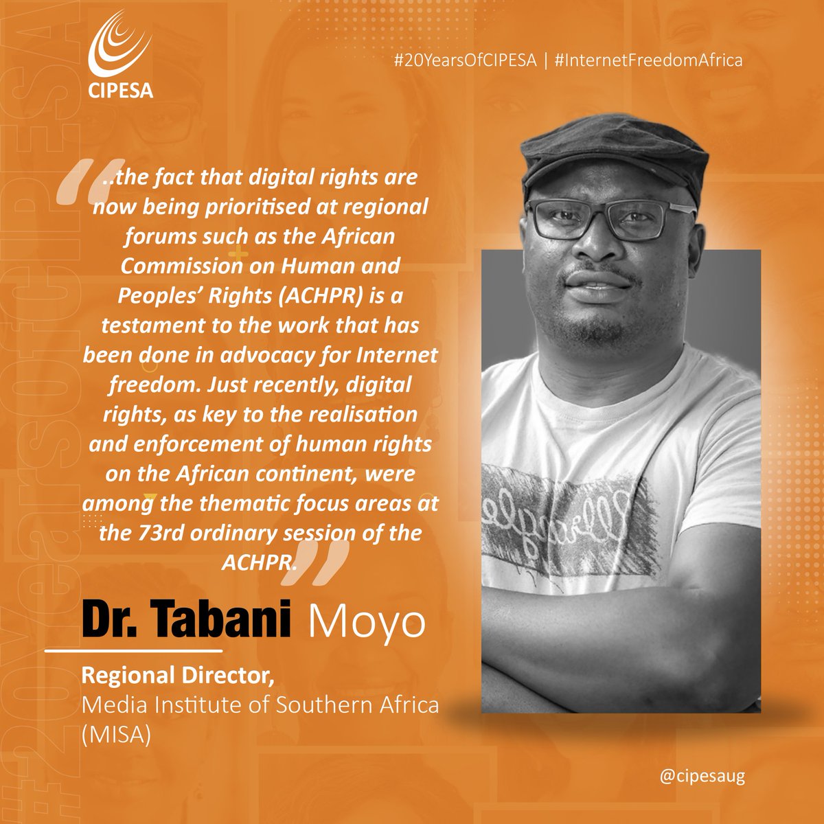 📢Today, we launch the report 🌟A Decade of Digital Rights in Africa: Reflections and Insights from 10 Change Makers 🌟 @TabaniMoyo of @MISARegional made a contribution to the report here: rb.gy/qcfjld #InternetFreedomAfrica #20YearsOfCIPESA