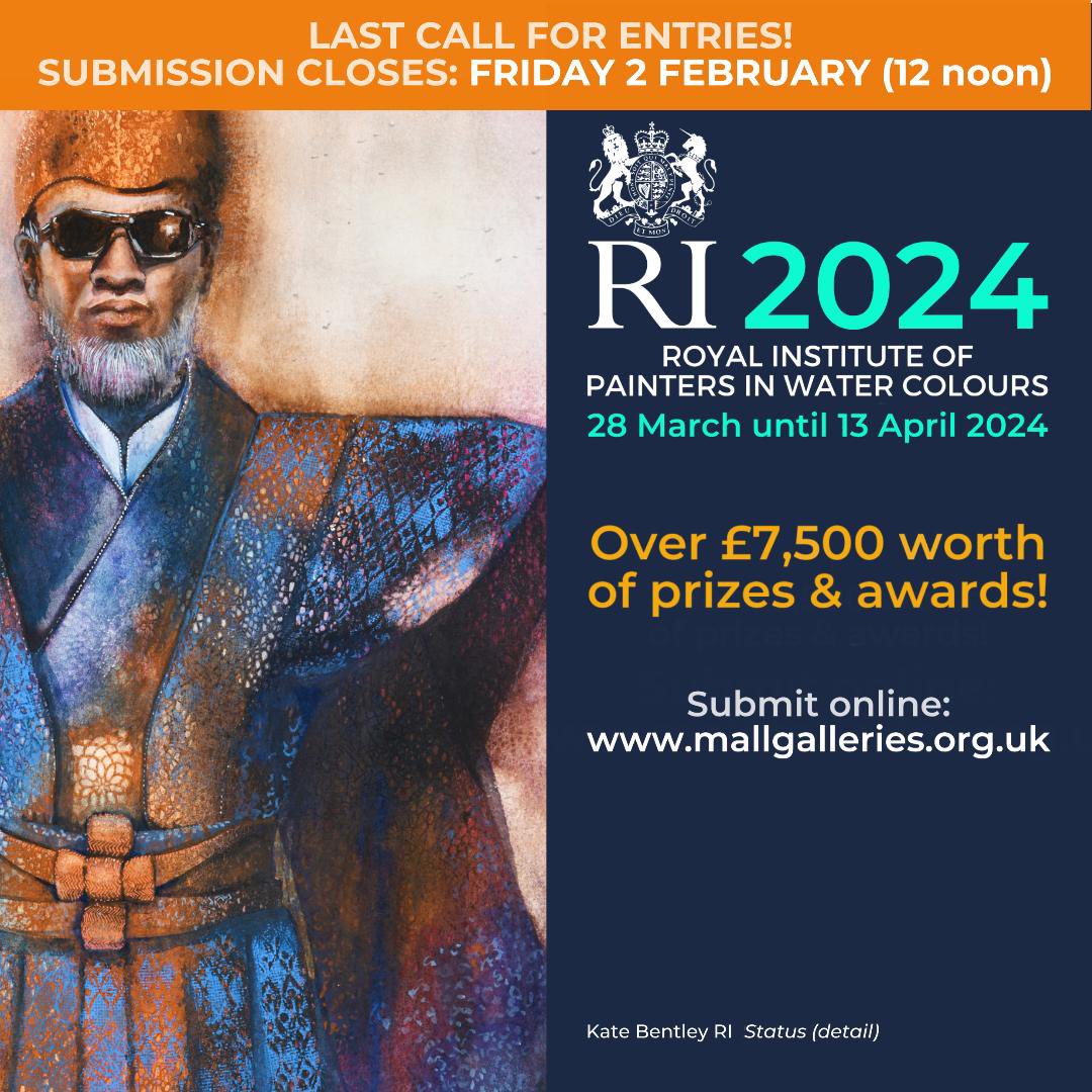 LAST CALL for entries to the 2024 RI exhibition. Closes at Noon on Friday, 2 February.
Link here: mallgalleries.org.uk/open-calls/roy…
