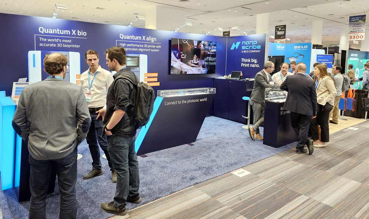 NanoscribeGmbH's tweet photo. The first day of #PhotonicsWest Expo is over, with great interest in Quantum X align & its #innovative Aligned Two-Photon Lithography (#A2PL®) technology at our booth 3241 in hall D. Can’t be in San Francisco? Check out Quantum X align details: https://t.co/tQqI3vhVsX https://t.co/y3MRXoiHCL