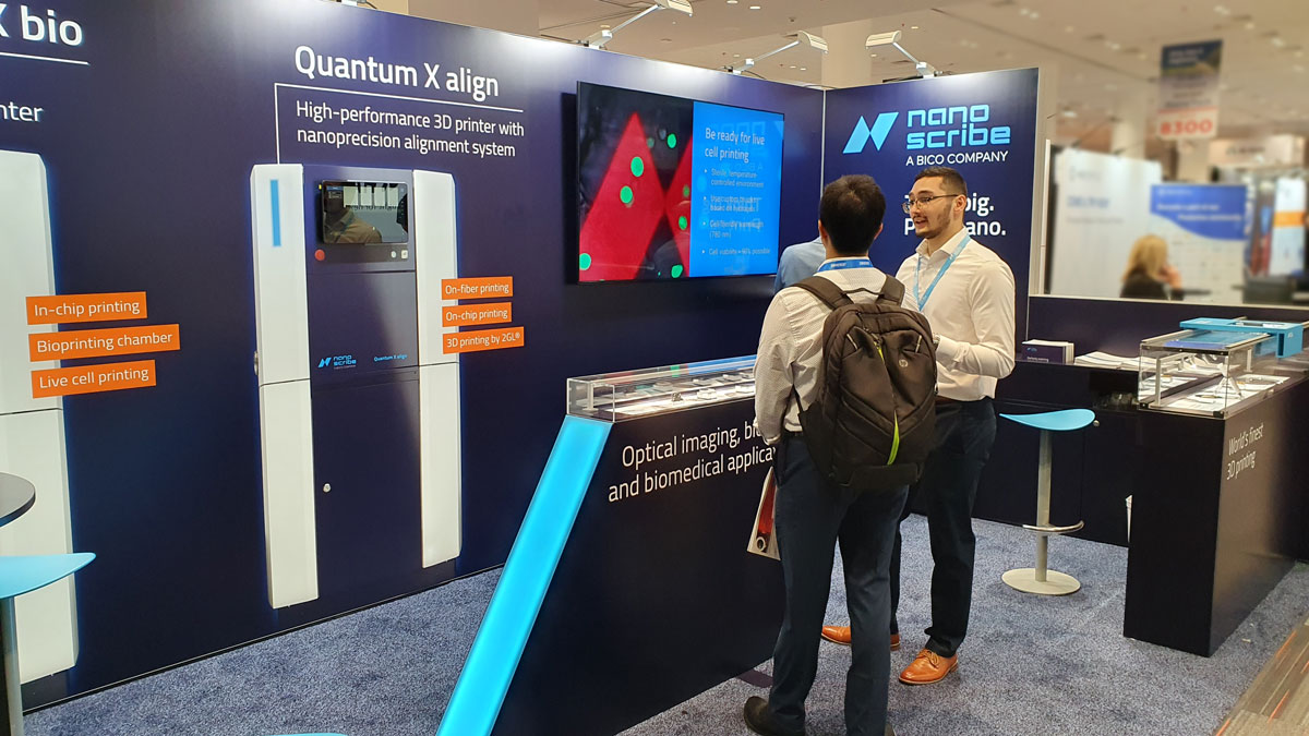 NanoscribeGmbH's tweet photo. The first day of #PhotonicsWest Expo is over, with great interest in Quantum X align & its #innovative Aligned Two-Photon Lithography (#A2PL®) technology at our booth 3241 in hall D. Can’t be in San Francisco? Check out Quantum X align details: https://t.co/tQqI3vhVsX https://t.co/y3MRXoiHCL