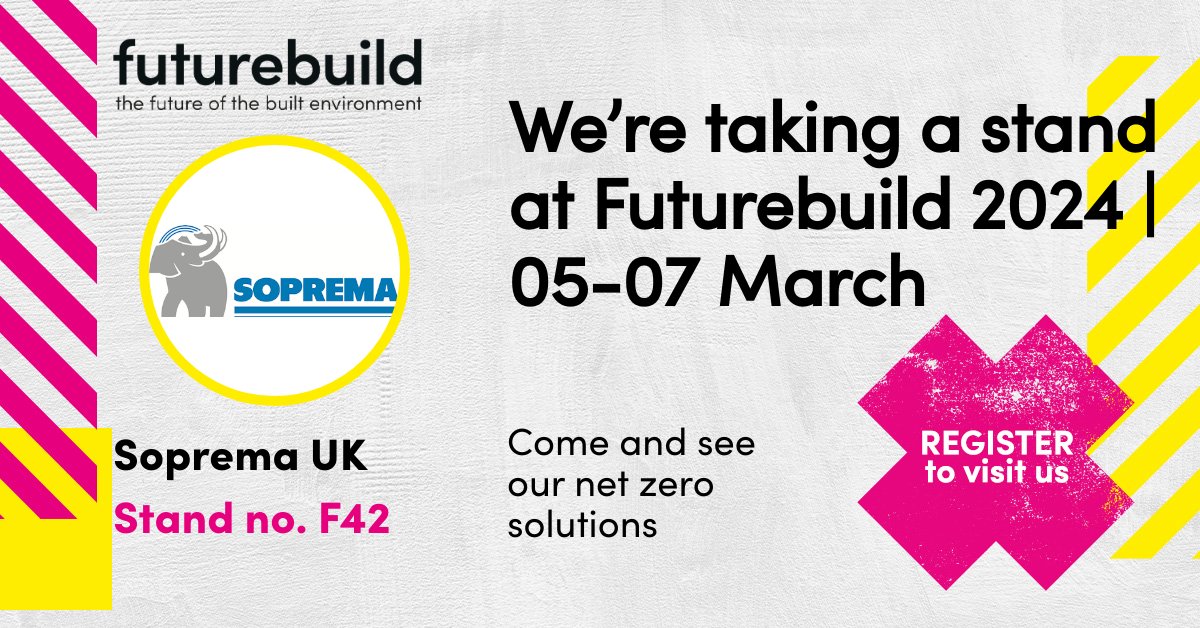 Soprema is delighted to be a proud co-sponsor of the Future Build 2024 Conference! 🌟Make sure to mark your calendars for March 5th-7th at Excel London, and visit us at Stand F42. If you haven't already, secure your spot at the event by registering now!🔖
register.visitcloud.com/survey/1cog43w…
