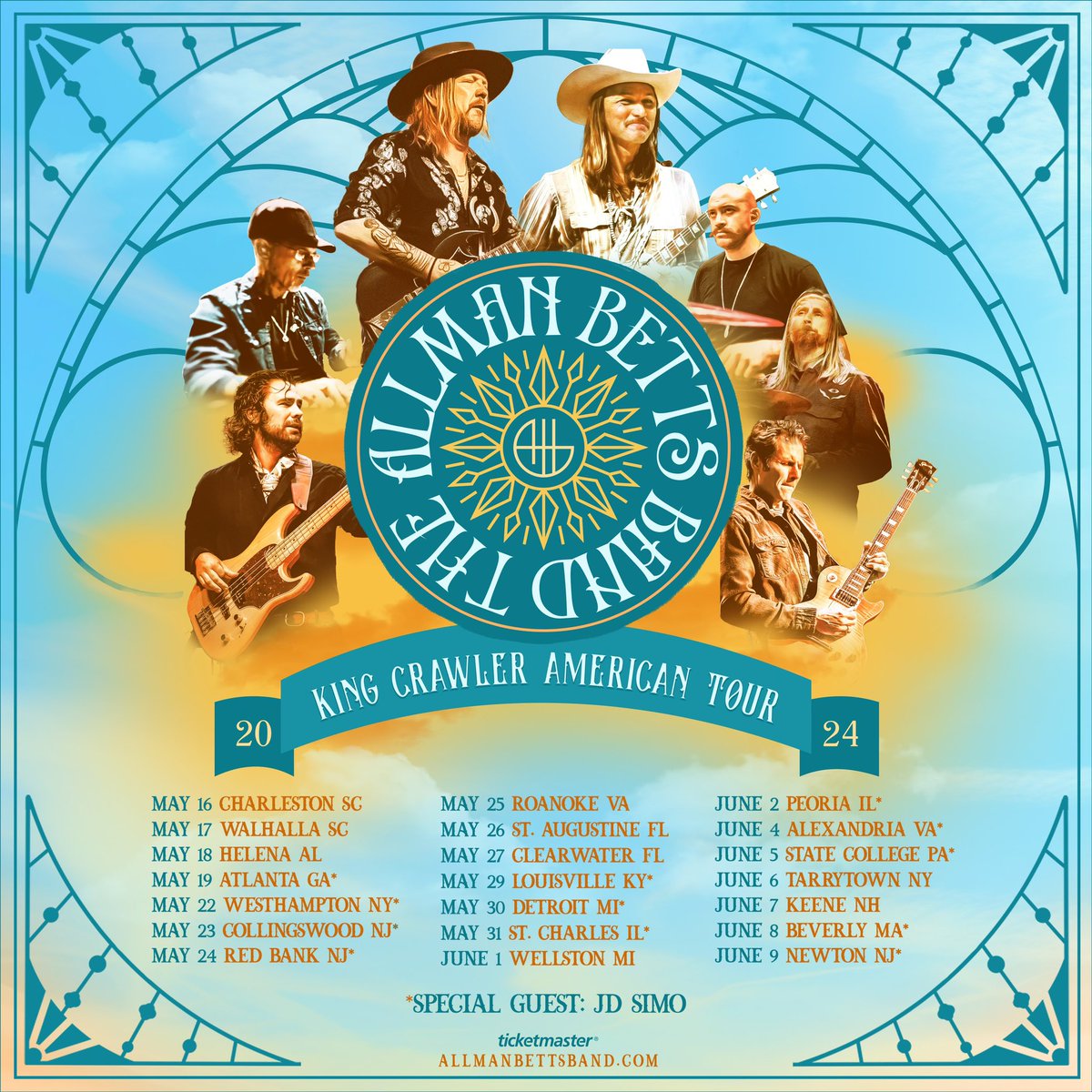 📣📣Wow!  The first Allman Betts Band Tour in almost 3 years & the only tour they’ll do this year!  🎟️🎟️Tickets are on sale!  Grab them before they’re gone!  With very special guest JD Simo. 📣📣  allmanbettsband.com for tix! @@JDSimomusic