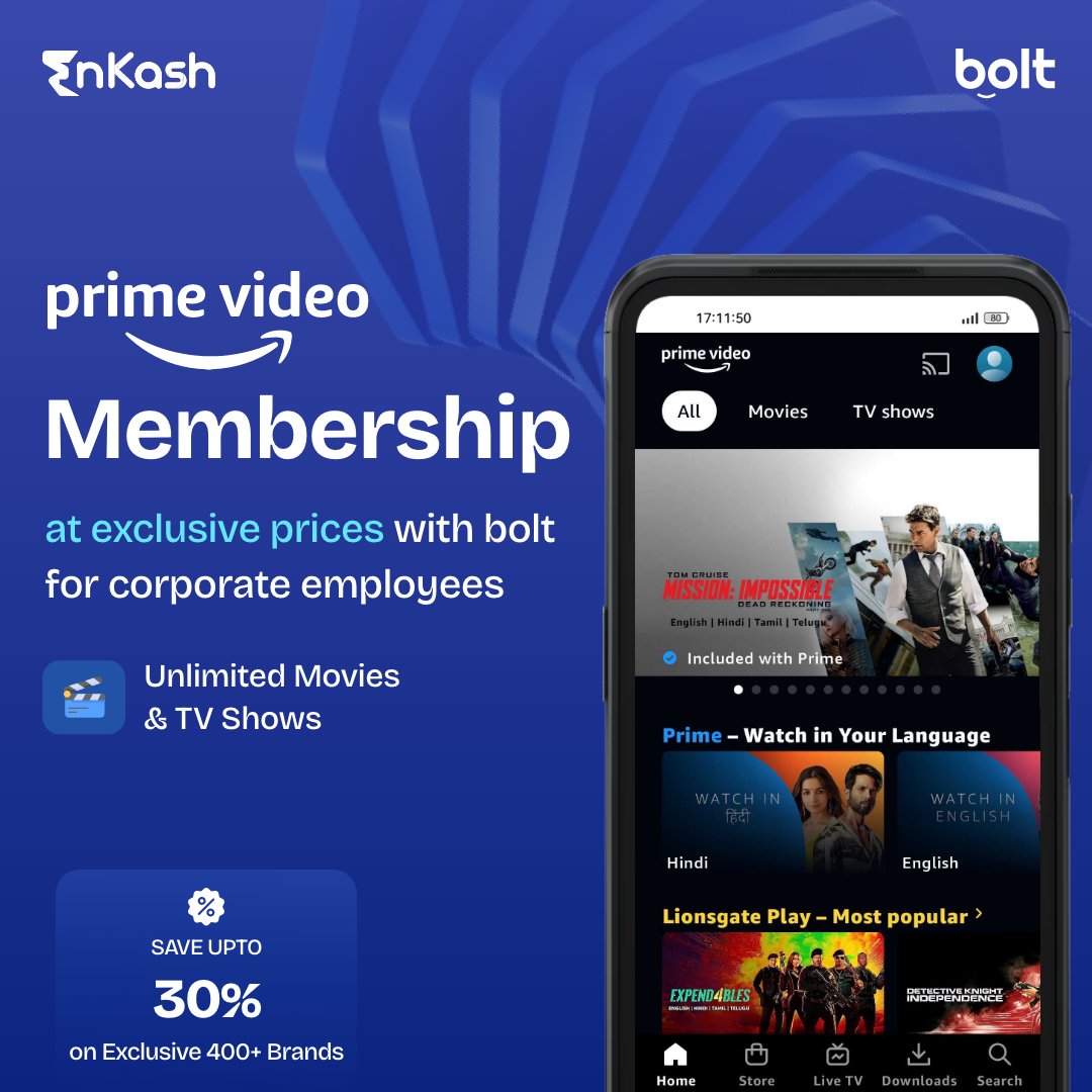 Lights, camera, action! Enjoy exclusive savings on Amazon Prime Video membership with bolt, a special treat for corporate superheroes. 🍿🎥 buy now - zurl.co/67a4 #amazon #primevideo #binge #ott #amazonprime #Entertainment
