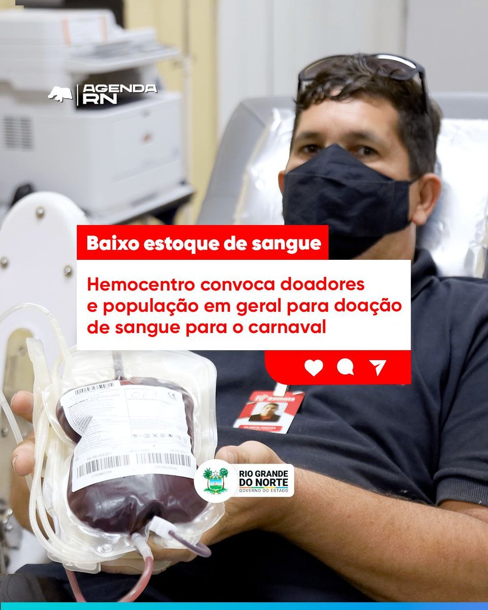 GovernodoRN's tweet image. Hemofolia 2024, no batuque do coração faça sua doação! 🩸

Com estoque de sangue em baixa, com pouco mais de 300 bolsas, o Hemocentro está convocando doadores e a população em geral para abraçar esta causa. A campanha no período carnavalesco começa nesta quinta-feira (01).