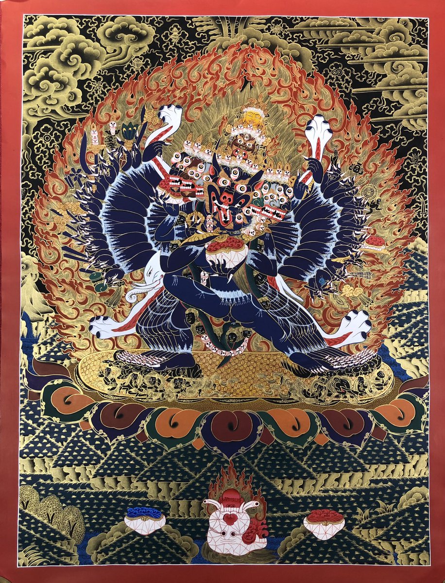 lama_thanka's tweet photo. Yamantaka (Slayer of Yama, the Lord of Death).
.
.
.
.
.

#vajrabhairava #yamantaka #lordofdeath #manjushri #bodhisattva #wisdom #thangka #thankapainting #lamathankapaintingschool #buffalohead #himalayanart #gelug #sadhana #visualization #enlightened #meditation #mindfullness https://t.co/SAIi3GtNoC