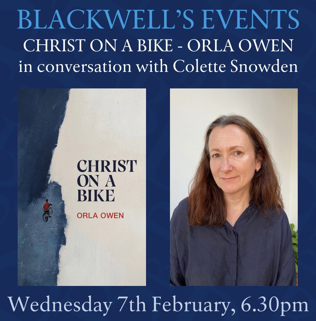 A WEEK TODAY! Join us on Wednesday 7th February for our first event of 2024 - Orla Owen will be talking to Colette Snowdon about her brilliant new book CHRIST ON A BIKE! 'Black Mirror meets Tales of The Unexpected with shades of Shirley Jackson.' @Matineegirl Tickets below👇🏻