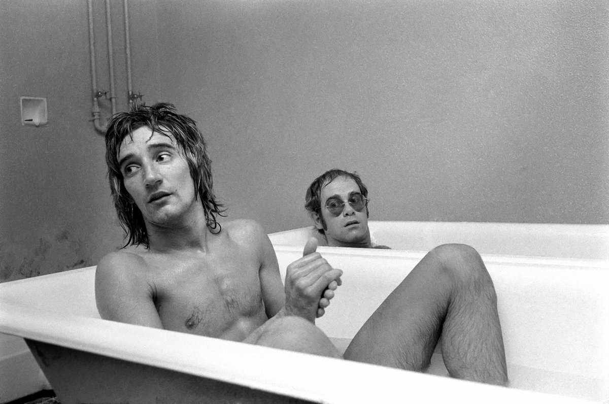 Magnolia_Box's tweet photo. “Elton John and Rod Stewart having a bath” (Anonymous): Just two rockstars taking a bath – no big deal. 

Buy as a fine art print 👉 https://t.co/7BSFKxlyh9 https://t.co/H0ohEpDxAd