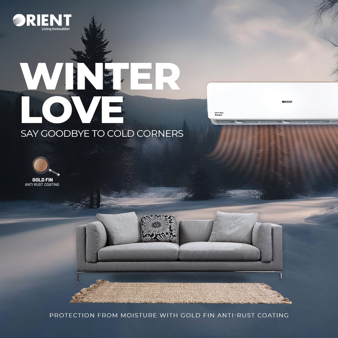 OrientPakistan's tweet photo. Embrace the cozy warmth of winter with Orient Inverter DC along with Gold Fin Anti-Rust Coating that provides protection from moisture.
Enjoy the comfort at best this winter season.

#Orient #Antirustcoating #Winterlove #WinterWarmth #InverterHeating #LivingInnovation https://t.co/Ghuc5pjhS1